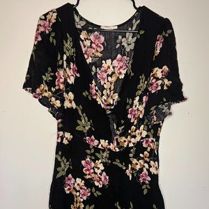 Socialite Floral Print Mini Dress Tie Front Size XL